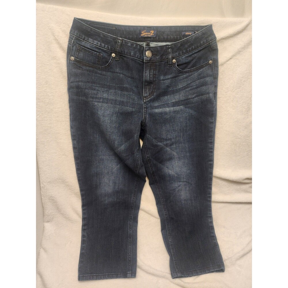 Seven7 Blue Denim Skinny Capri Jeans Dark Washed Women 14